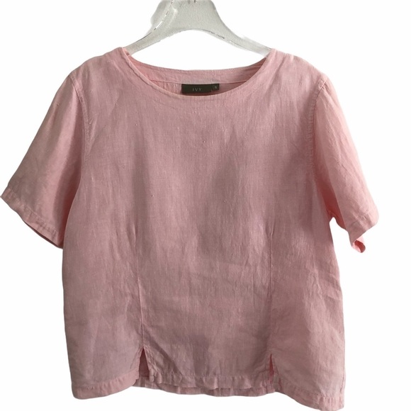 IVY Pink Linen Short Sleeve Pullover Top S… - Picture 2 of 10